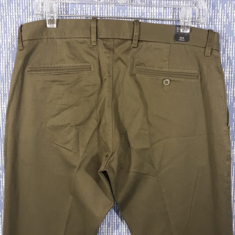 J.CREW 484 Slim Fit Chino Pants Mens 32 x 32 Green Stretch NEW